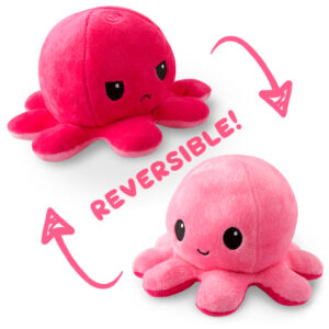 Plush Octopus Reversible Light Pink-Red
