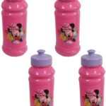 1 pachet de sticle de apă Disney Minnie Mouse Bowtique de 16 oz cu capac de tragere, violet/roz, fără BPA