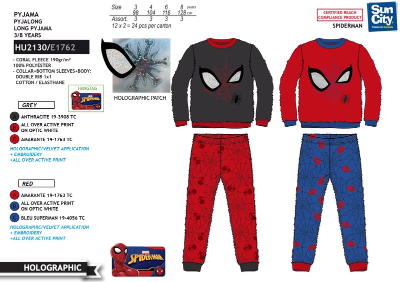 Ryfi Pijama Polar Niño Spiderman HU2130 - Ryfi Online Store