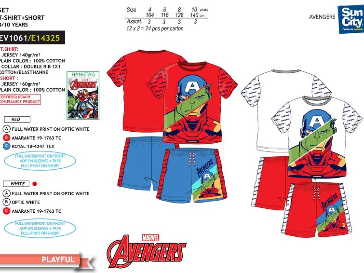 Avengers Set 2 boxers, cotton Color White Size 10yrs old